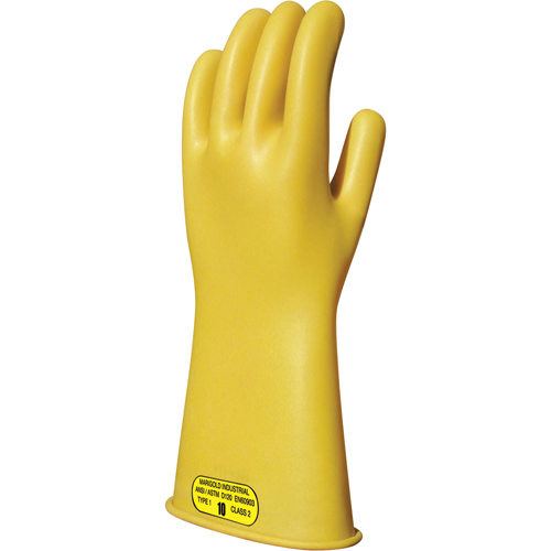 Yellow Natural Rubber Insulating Gloves, ASTM Class 2, Size 8, 14" L Nia-Chem Ltd.