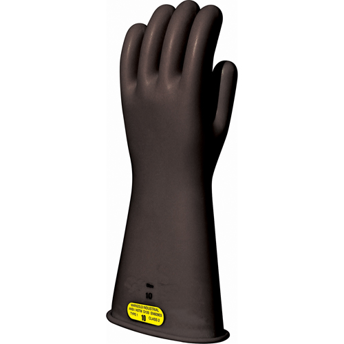 Black Natural Rubber Insulating Gloves, ASTM Class 2, Size 8, 14" L Nia-Chem Ltd.