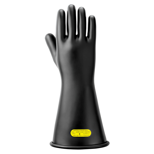Black Natural Rubber Insulating Gloves, ASTM Class 2, Size 10, 14" L Nia-Chem Ltd.