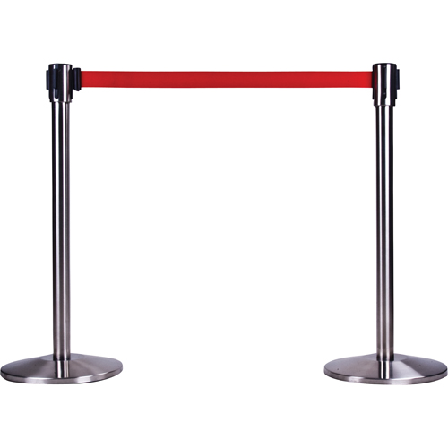 Poteau r&eacute;cepteur pour barri&egrave;res sur pieds pour le contr&ocirc;le des foules, Hauteur de 35", Acier inoxydable Nia-Chem Ltd.
