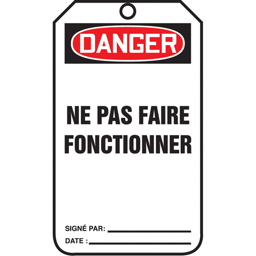 &eacute;tiquettes de verrouillage, Papier cartonn&eacute;, 3-1/8" la x 5-7/8" h, Français Nia-Chem Ltd.