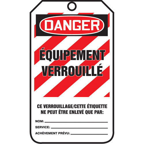 &eacute;tiquettes de verrouillage, Plastique, 3-3/8" la x 5-7/8" h, Français Nia-Chem Ltd.