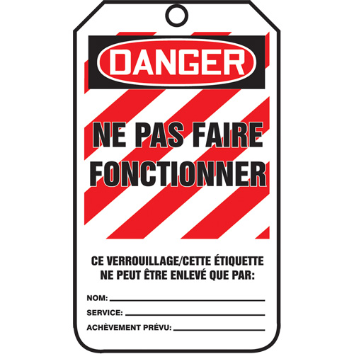 &eacute;tiquettes de verrouillage, Papier cartonn&eacute;, 3-1/8" la x 5-7/8" h, Français Nia-Chem Ltd.