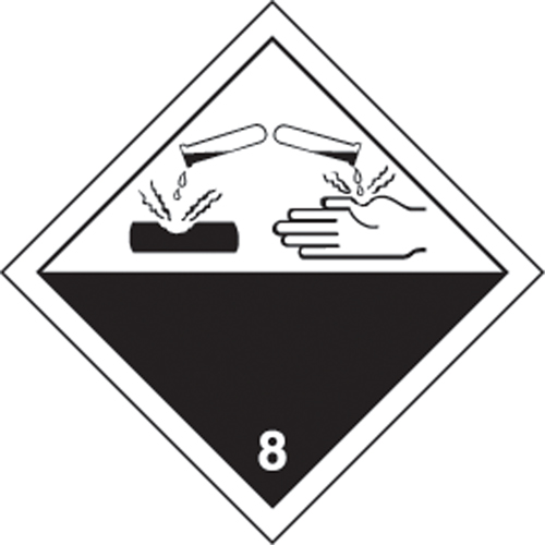 &eacute;tiquettes d'exp&eacute;dition TMD, Classe 8, Corrosifs, Vinyle Nia-Chem Ltd.