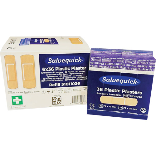 Syst&egrave;mes de distribution de bandages Salvequick - recharges st&eacute;riles, Rectangulaire/carr&eacute;e, Plastique, St&eacute;rile Nia-Chem Ltd.