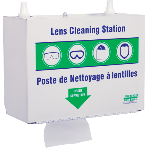 Postes en M&eacute;tal Pour Le Nettoyage De Verres - Deux Boutielle De Solution 500ml Et 1 Boîte De Serviettes, M&eacute;tal, 10,5" lo x 5,5" p x 6,3" h Nia-Chem Ltd.