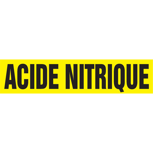Marqueur de tuyau "Acid Nitrique", Autocollant, 4" h x 24" la, Noir sur jaune Nia-Chem Ltd.
