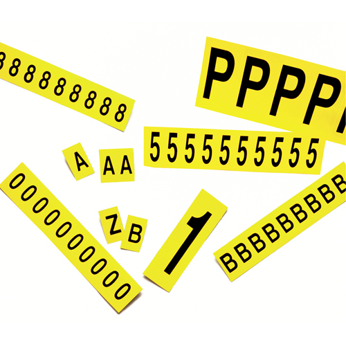 Rep&egrave;res adh&eacute;sifs &agrave; lettres individuelles, D, 2-15/16" h, Noir sur jaune Nia-Chem Ltd.