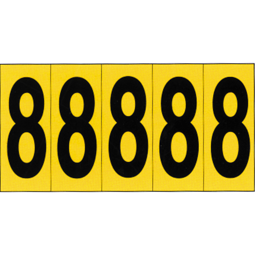 Rep&egrave;res adh&eacute;sifs &agrave; chiffres individuels, 8, 3-7/8" h, Noir sur jaune Nia-Chem Ltd.
