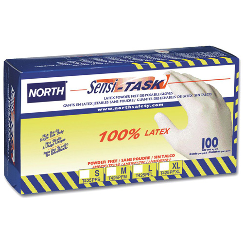 Gants jetables Sensi-Task, Grand, Latex, 5 mils, Sans poudre, Blanc Nia-Chem Ltd.