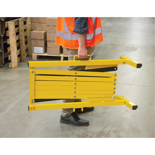 Expandable Barrier, 37" H x 11' L, Black/Yellow Nia-Chem Ltd.