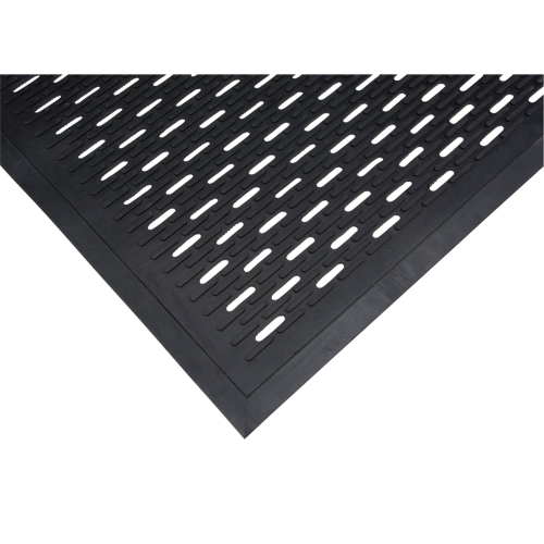 Low-Profile Matting, Rubber, Scraper Type, Slotted Pattern, 3' x 5', Black Nia-Chem Ltd.