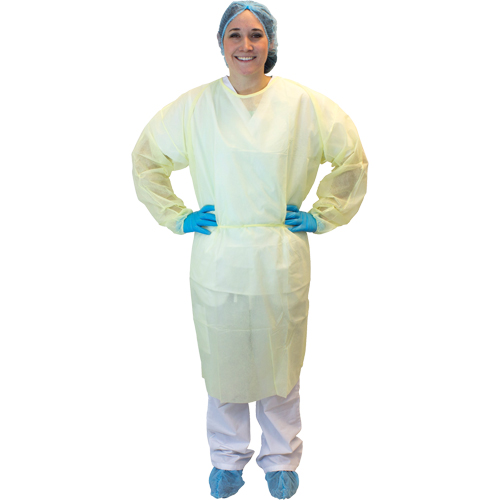 Blouses d'isolement avec attaches, T-Grand, Jaune, Polypropyl&egrave;ne Nia-Chem Ltd.