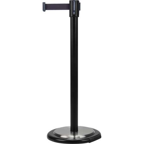 Barri&egrave;res sur pieds pour le contr&ocirc;le des foules, Acier, 35" h, Ruban Noir, Longueur du ruban 7' Nia-Chem Ltd.