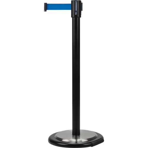 Barri&egrave;res sur pieds pour le contr&ocirc;le des foules, Acier, 35" h, Ruban Bleu, Longueur du ruban 7' Nia-Chem Ltd.