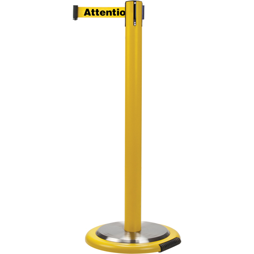 Free-Standing Crowd Control Barrier, Steel, 35" H, Yellow Tape, 7' Tape Length Nia-Chem Ltd.