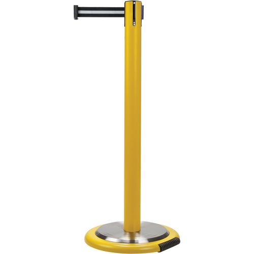 Barri&egrave;res sur pieds pour le contr&ocirc;le des foules, Acier, 35" h, Ruban Noir/Blanc, Longueur du ruban 7' Nia-Chem Ltd.