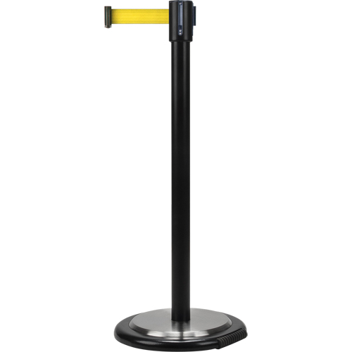 Barri&egrave;re sur pied pour le contr&ocirc;le des foules, Acier, 35" h, Ruban Jaune, Longueur du ruban 7' Nia-Chem Ltd.