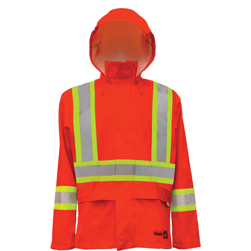 Hi-Vis FR/PU Safety Rain Jackets, Small, High Visibility Orange Nia-Chem Ltd.