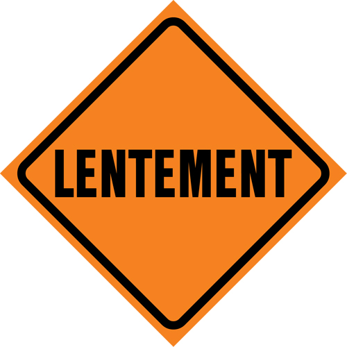 Enseigne enroulable de circulation  Lentement , 29-1/2" x 29-1/2", Vinyle, Français Nia-Chem Ltd.