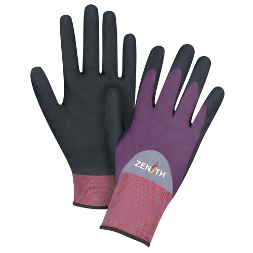 Gants enduits de premi&egrave;re qualit&eacute; ZX-2, 10/T-Grand, R&ecirc;vetement Nitrile/Mousse de nitrile, Calibre 18, Enveloppe en Nylon Nia-Chem Ltd.