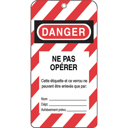 &eacute;tiquettes de verrouillage, Plastique, 3" la x 5-3/4" h, Français Nia-Chem Ltd.