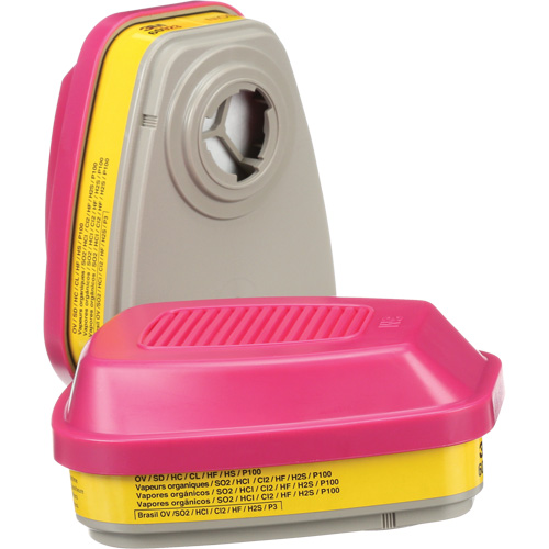 Cartouches pour respirateur s&eacute;rie 6000, Cartouche gaz/vapeur, Vapeurs organiques/Gaz acides/P100 Nia-Chem Ltd.