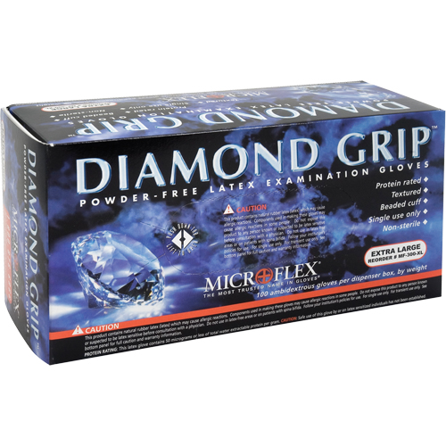 Diamond Grip Examination Gloves, 2X-Large, Latex, 8-mil, Powder-Free, Yellow, Class 2 Nia-Chem Ltd.