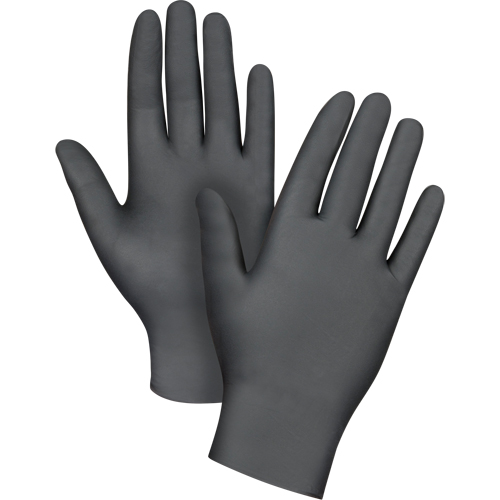 Gants jetables de calibre m&eacute;dical, Petit, Nitrile, 6 mils, Sans poudre, Noir, Classe 2 Nia-Chem Ltd.