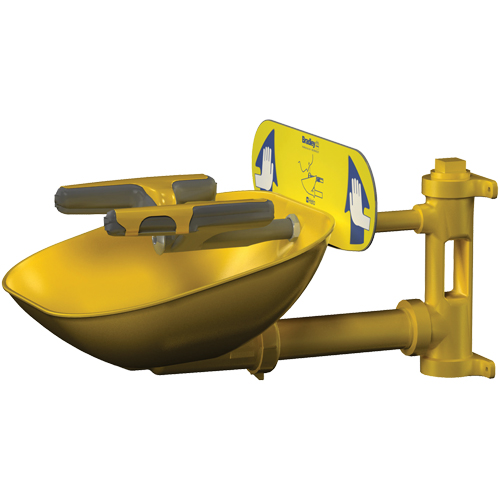 Postes de douche oculaire/faciale Halo, Installation Montage mural, Bol Plastique Nia-Chem Ltd.