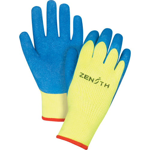 Gants haute visibilit&eacute; doubl&eacute;s d'acrylique & enduits de caoutchouc, 10/T-Grand, R&ecirc;vetement Latex de caoutchouc, Calibre 7, Enveloppe en Tissu &eacute;ponge Nia-Chem Ltd.