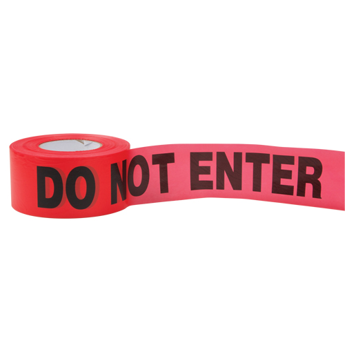 Rubans standards pour barricades, Anglais, 3" la x 1000' lo, 2 mils, Rouge Nia-Chem Ltd.