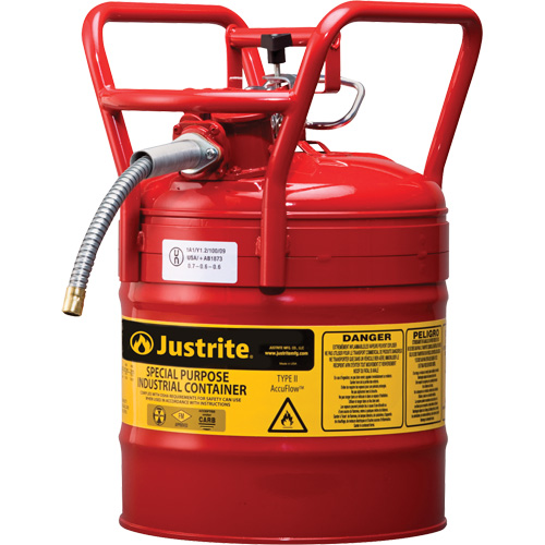 D.O.T. AccuFlow Safety Cans, Type II, Steel, 5 US gal., Red, FM Approved Nia-Chem Ltd.