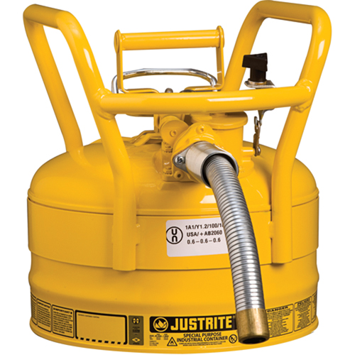 Bidons s&eacute;curitaires D.O.T. de AccuFlow, Type II, Acier, 2,5 gal. US, Jaune, Homologu&eacute; FM Nia-Chem Ltd.