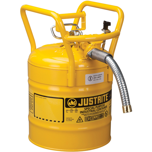 Bidons s&eacute;curitaires D.O.T. de AccuFlow, Type II, Acier, 5 gal. US, Jaune, Homologu&eacute; FM Nia-Chem Ltd.