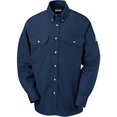 Flame-Resistant Cool Touch&reg; 2 Button Front Deluxe Shirts, Small, Navy Blue Nia-Chem Ltd.
