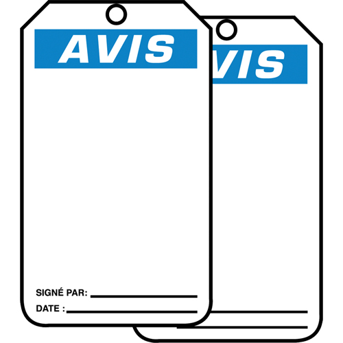 Safety Tags, Plastic, 3-1/8" W x 5-7/8" H, French Nia-Chem Ltd.
