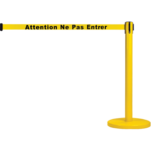Free-Standing Crowd Control Barrier, Steel, 35" H, Yellow Tape, 7' Tape Length Nia-Chem Ltd.