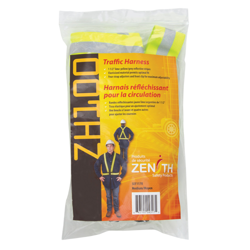 Standard-Duty Safety Harness, High Visibility Lime-Yellow, Silver Reflective Colour, Medium Nia-Chem Ltd.