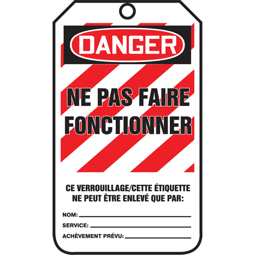 Lockout Tags, Plastic, 3-3/8" W x 5-5/8" H, French Nia-Chem Ltd.