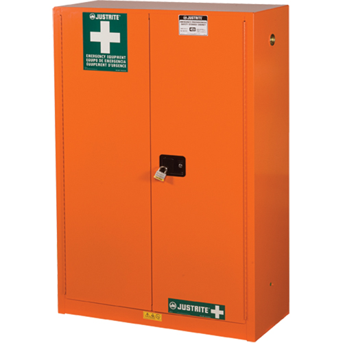 Emergency Preparedness Storage Cabinets, Steel, 4 Shelves, 65" H x 43" W x 18" D, Orange Nia-Chem Ltd.
