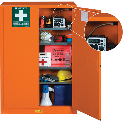 Emergency Preparedness Storage Cabinets, Steel, 4 Shelves, 65" H x 43" W x 18" D, Orange Nia-Chem Ltd.