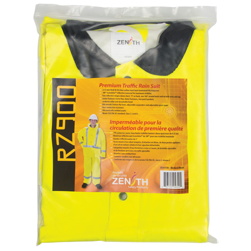 RZ900 Premium Traffic Rain Suit, Polyester/PVC, Medium, Lime-Yellow Nia-Chem Ltd.