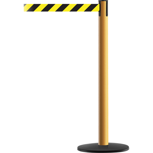 Montant pour syst&egrave;me Advance TensaBarrier, Acier, 36" h, Ruban Noir/Jaune, Longueur du ruban 7,5' Nia-Chem Ltd.
