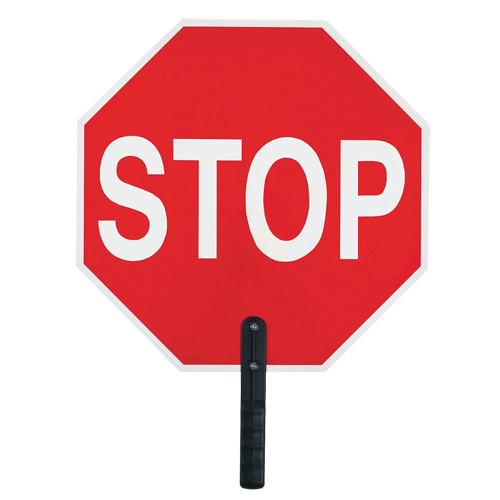Panneau de signalisation  Stop , 18" x 18", Plastique, Anglais avec pictogramme Nia-Chem Ltd.