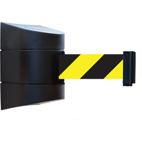 Tensabarrier&reg; Wall Mounted Units, Plastic, Magnetic Mount, 15', Black and Yellow Tape Nia-Chem Ltd.