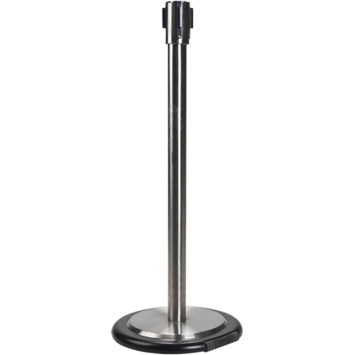 Free-Standing Crowd Control Barrier Receiver Post With Wheels, 35" High, Stainless Nia-Chem Ltd.