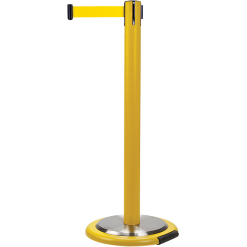 Free-Standing Crowd Control Barrier, Steel, 35" H, Yellow Tape, 7' Tape Length Nia-Chem Ltd.
