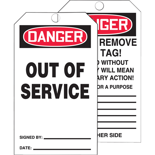 Tags By-The-Roll Safety Tags, Cardstock, 3" W x 6-1/4" H, English Nia-Chem Ltd.