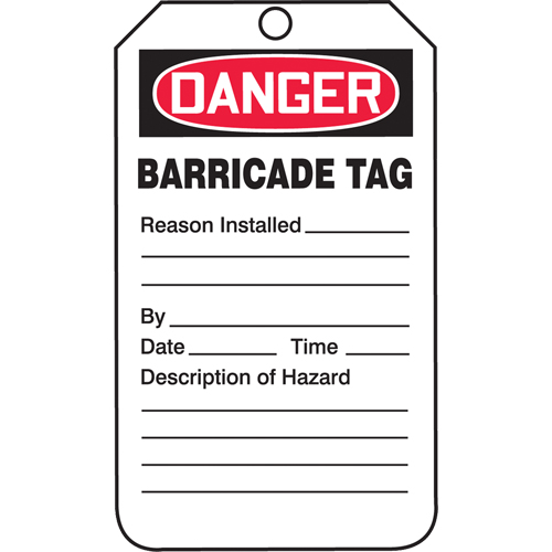 Safety Tags, Plastic, 3-3/8" W x 5-3/4" H, English Nia-Chem Ltd.